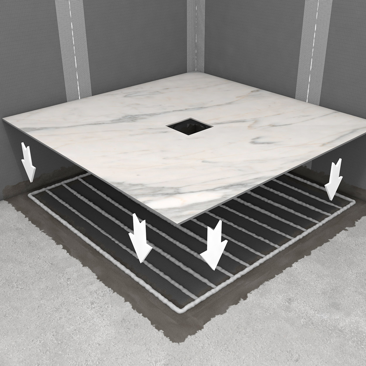 Wedi Fundo Top Primo / Ligno Plus Marble Weiß